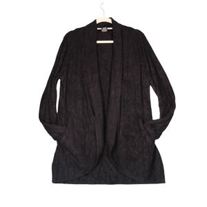 Max Mia Cardigan Sweater Womens XXL Black Pockets Super Soft Fuzzy Soft Girl